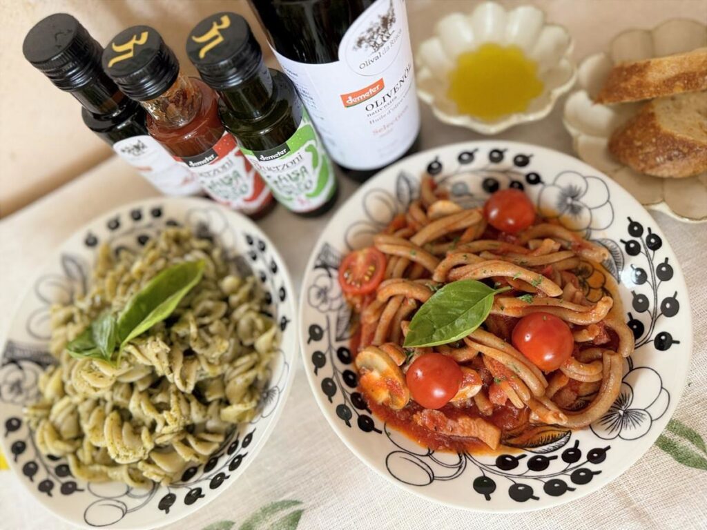 古代小麦パスタ「カサレッチェ」と「フジローニ」を使った2種類のパスタ料理